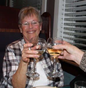 Carole & Dot toasting